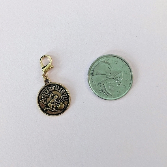 2 for $15 |  Aquarius Antique Gold Metal Charm | Brand New - Picture 4 of 6